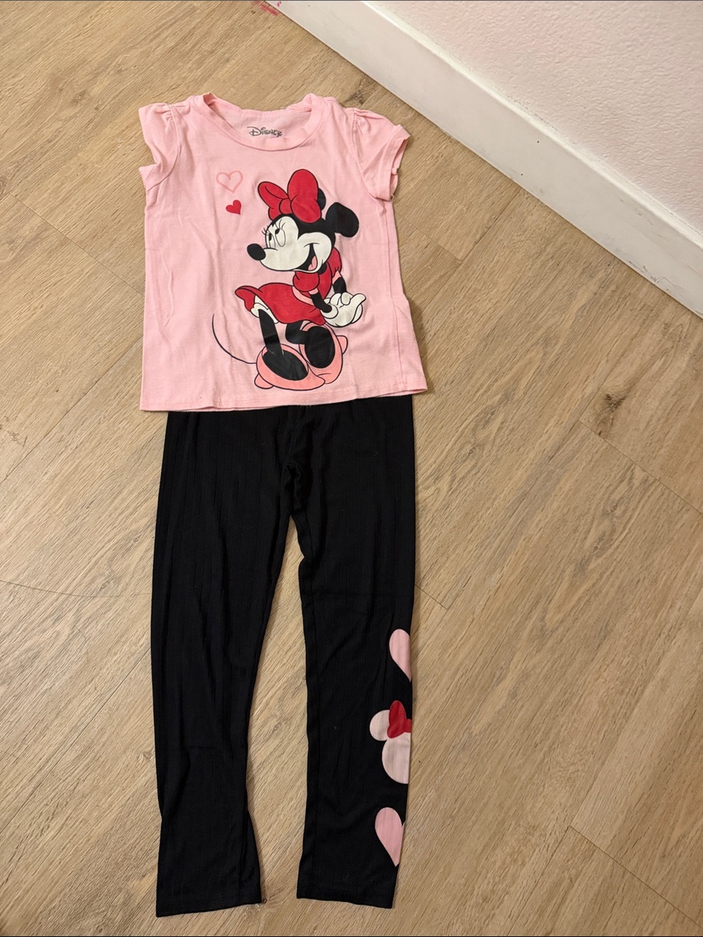 Disney Pink & Black Minnie Mouse Two-Piece Pajama Set